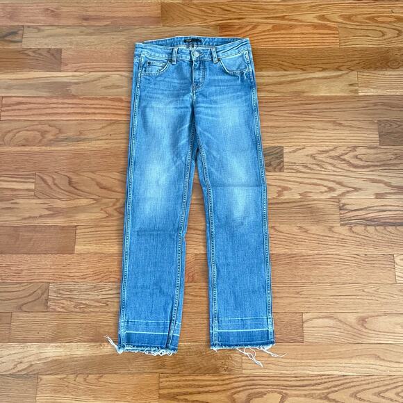 Maje Denim - Maje Womens Jeans Cropped Straight Leg 36 Papou High Waist Released Raw Hem